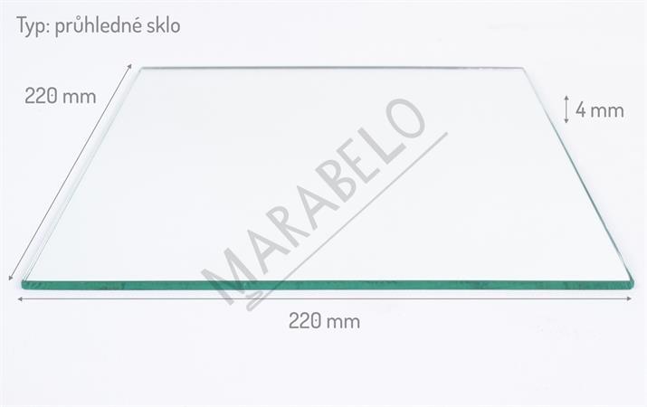 Sklo - 220 x 220 x 4 mm