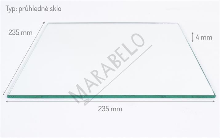 Sklo - 235 x 235 x 4 mm